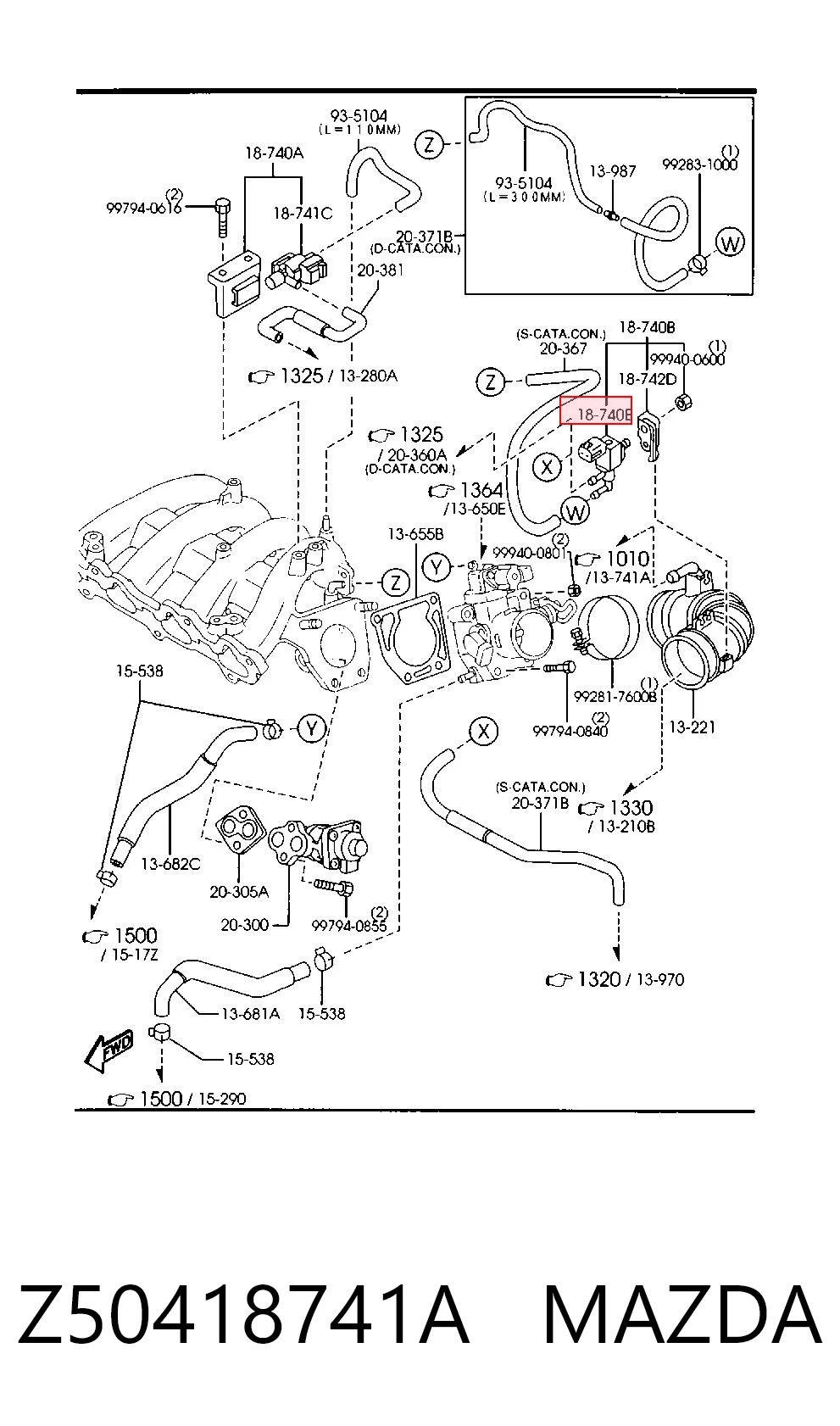 Z50418741A Mazda Válvula de ventilação dos gases do tanque de combustível
