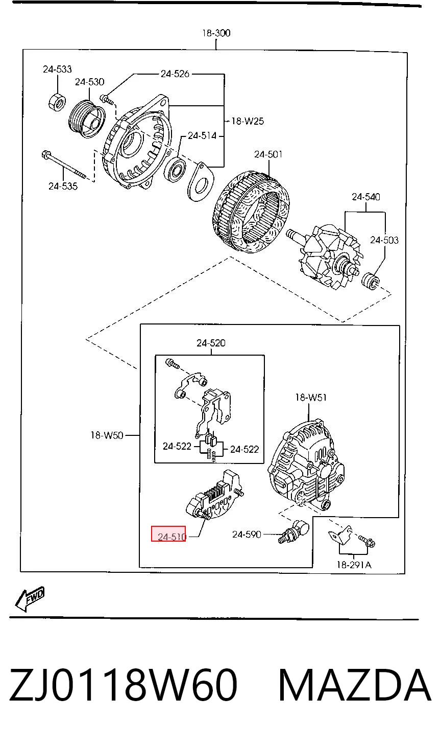  Eixo de diodos do gerador Subaru Outback II carrinha (B12, BE, BH) (1998 - 2003) II