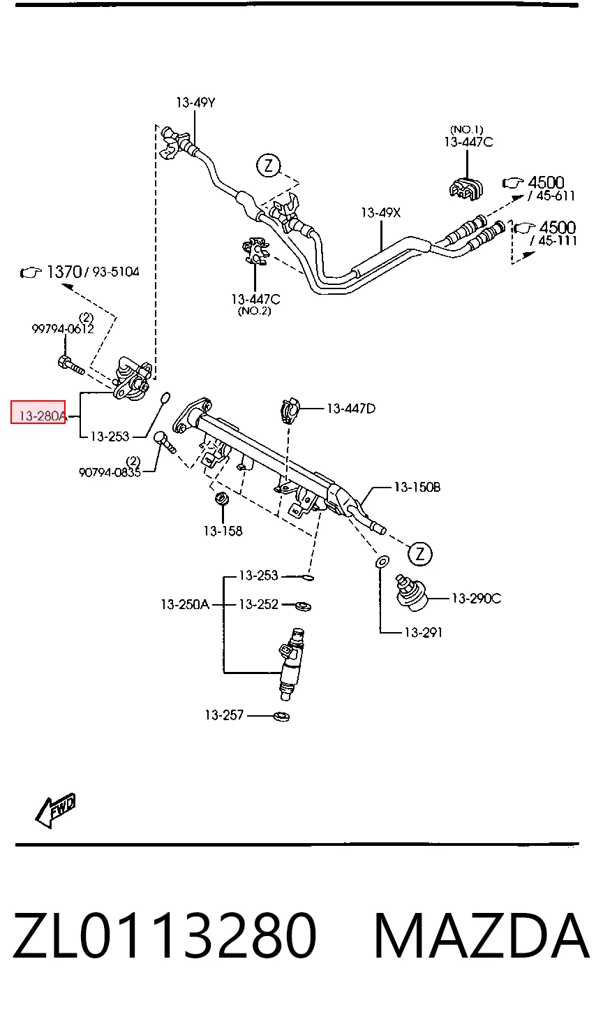 Regulador de pressão de combustível na régua de injectores para Mazda 323 BJ