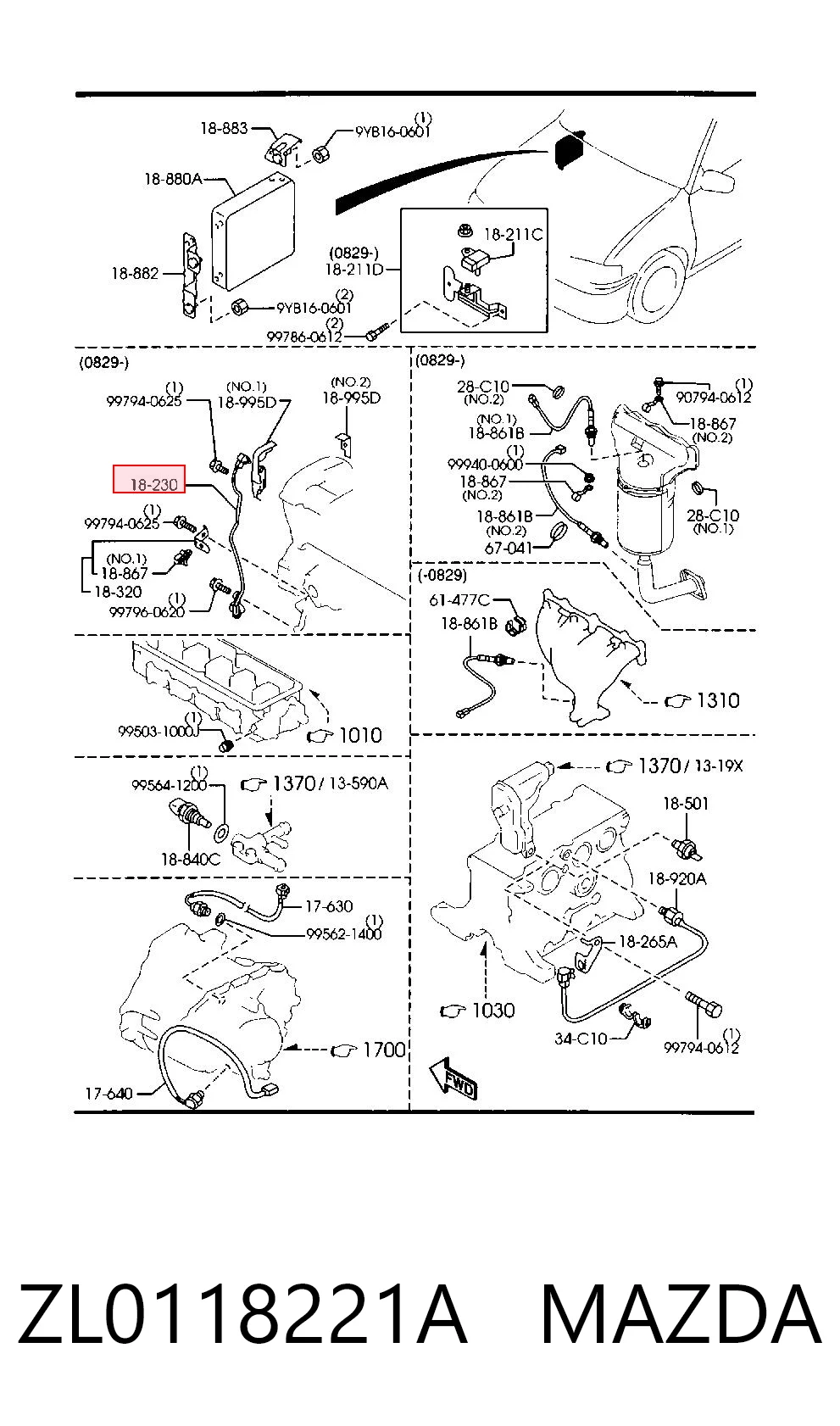 ZL0118221A Mazda Sensor de posição (de revoluções) de cambota
