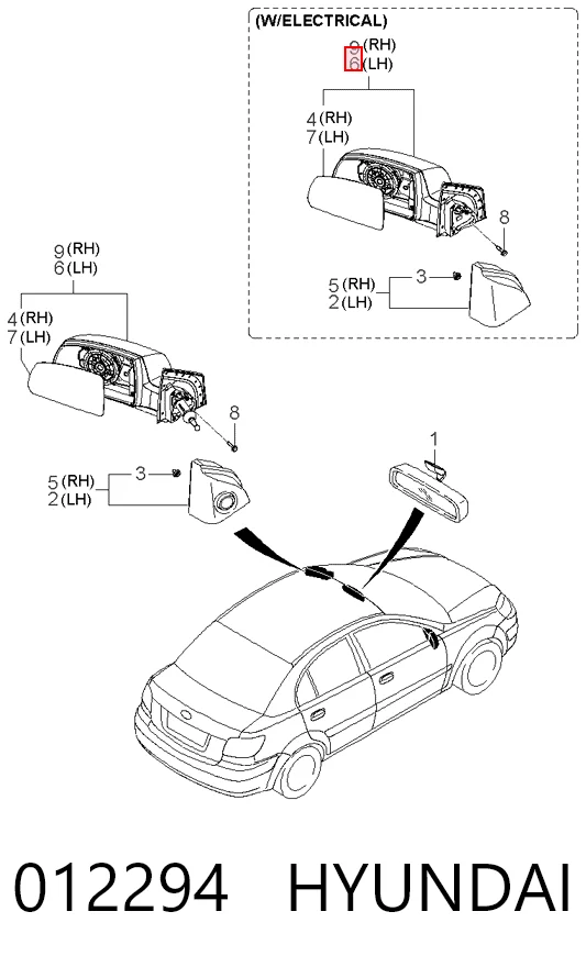 Compre Espelho de retrovisão esquerdo KIA Rio 2