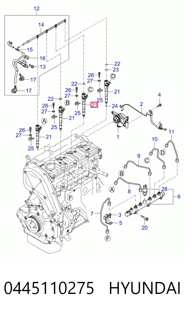 Injetor de injeção de combustível para Hyundai H-1 STAREX Starex TQ