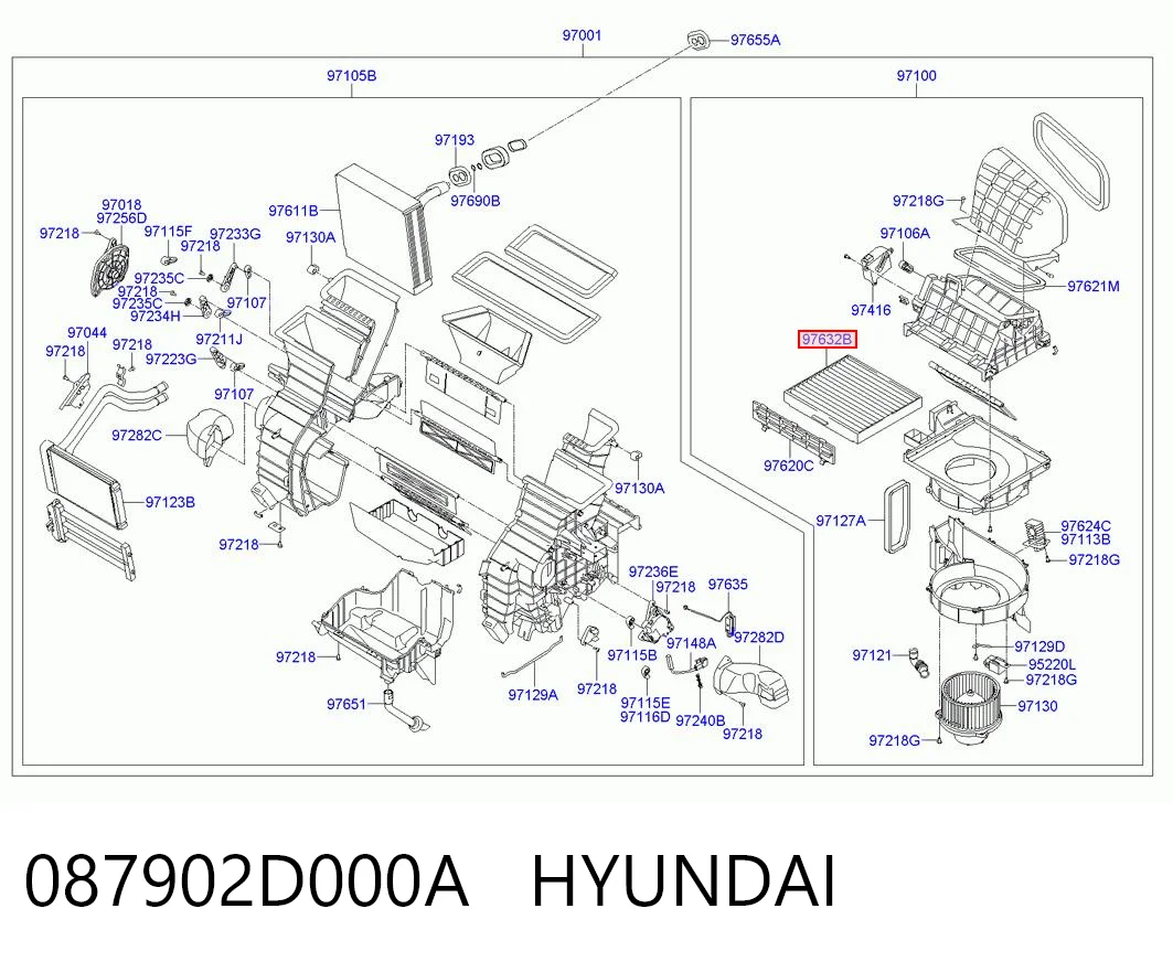 087902D000A Hyundai/Kia Filtro de salão