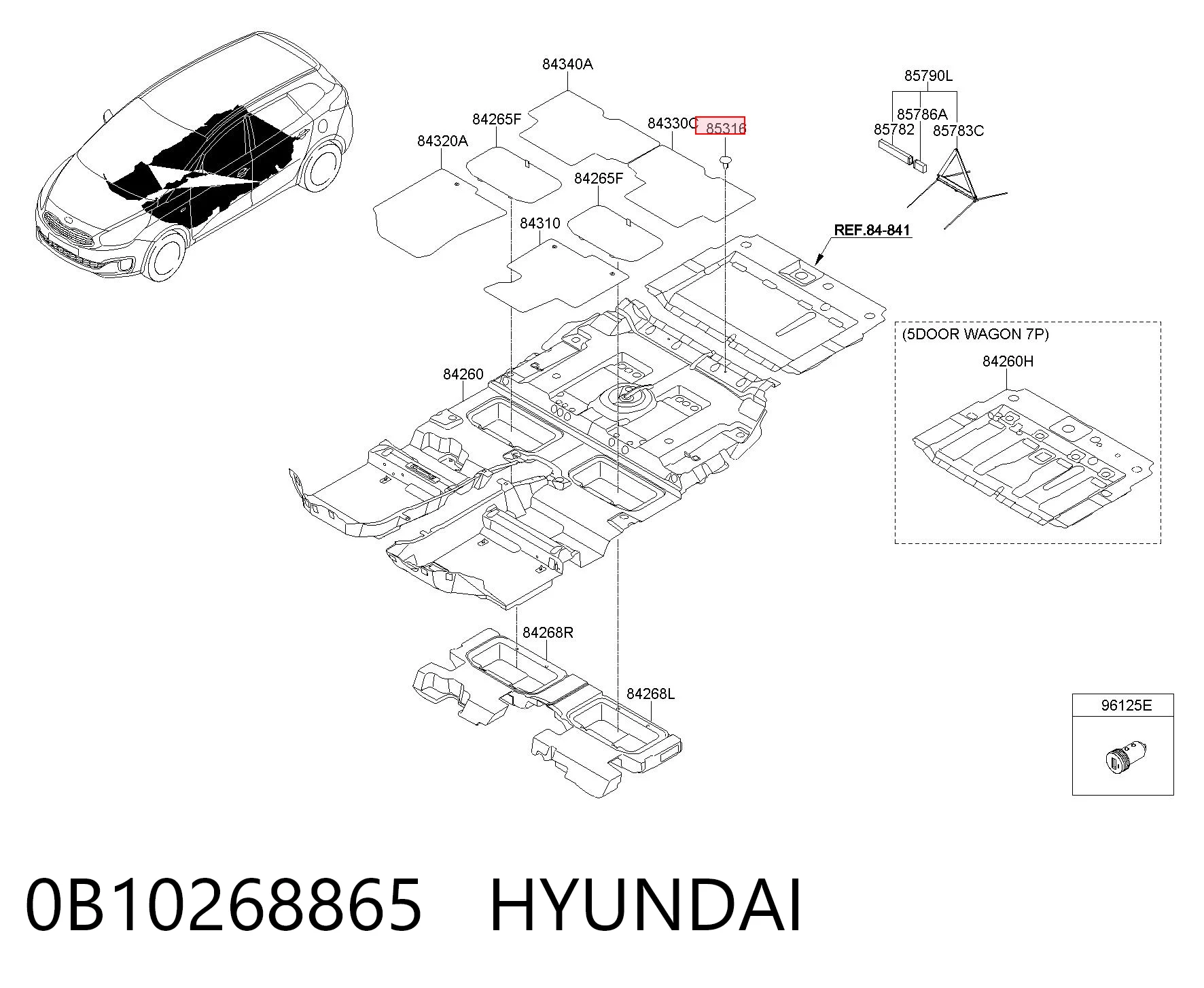 0B10268865 Hyundai/Kia Cápsula (prendedor) de isolador térmico da capota