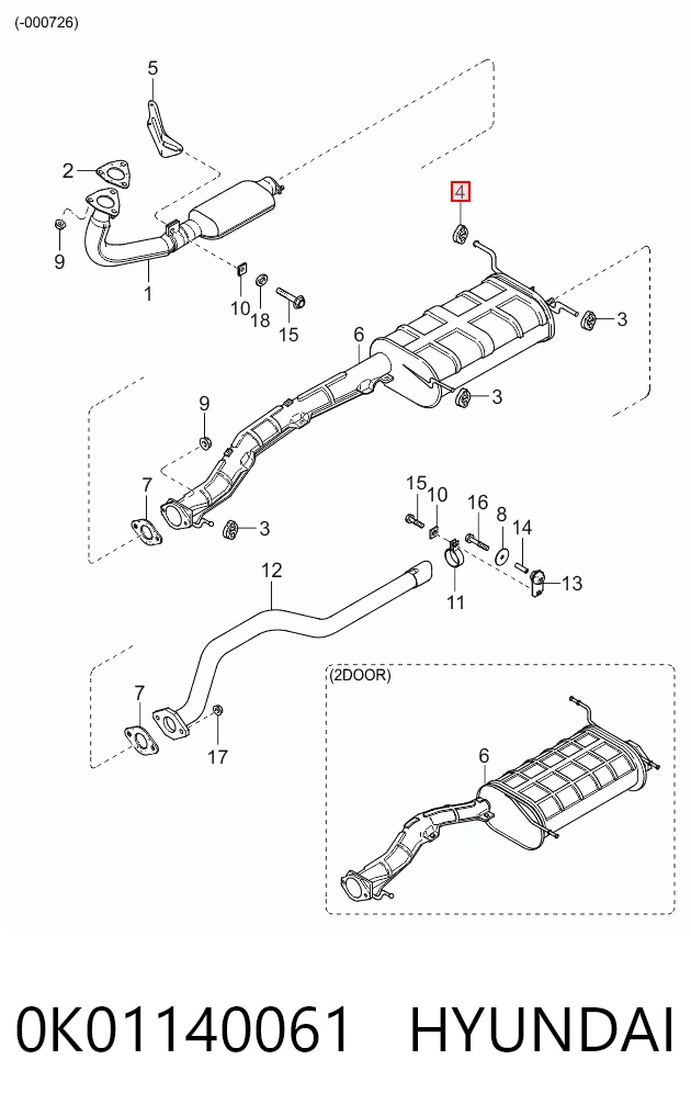  Coxim de fixação do silenciador Hyundai Atos hatchback (MX) (1998 - 2004) 
