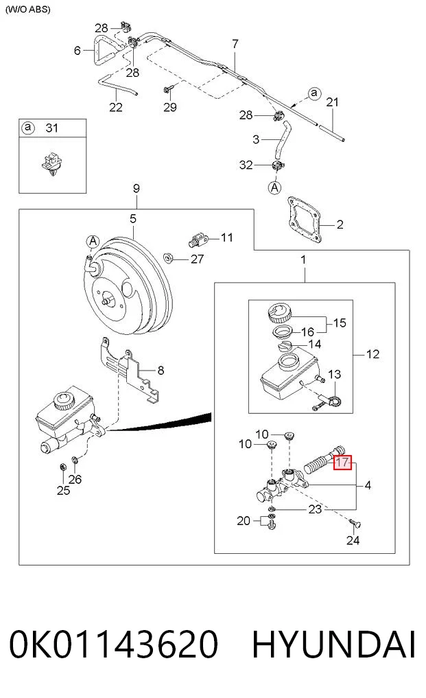 Kit de reparação de cilindro mestre do freio para KIA Sportage K00