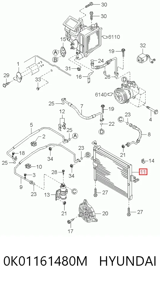 0K01161480M Hyundai/Kia