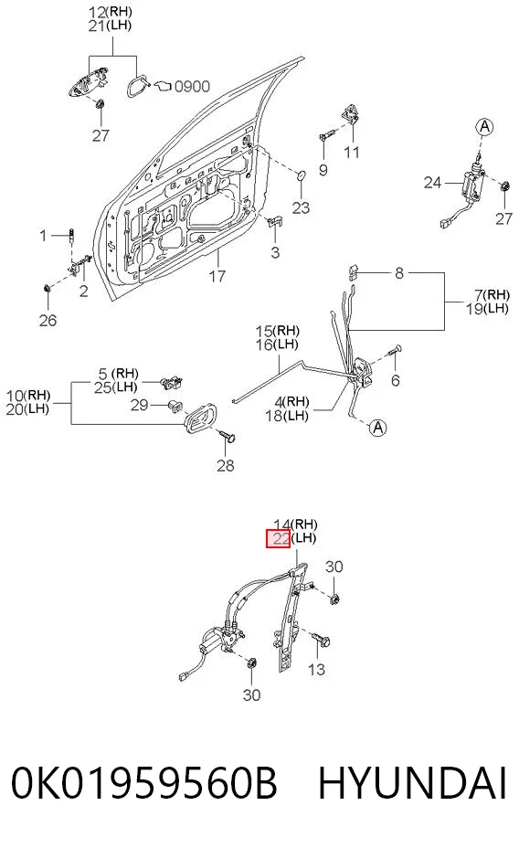  Mecanismo de acionamento de vidro da porta dianteira esquerda KIA Sportage I SUV (K00) (1994 - 2004) I