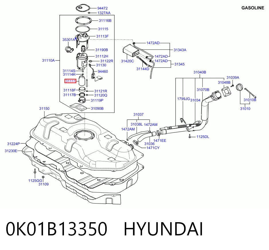 Bomba de combustível elétrica submersível Hyundai Matrix  FC