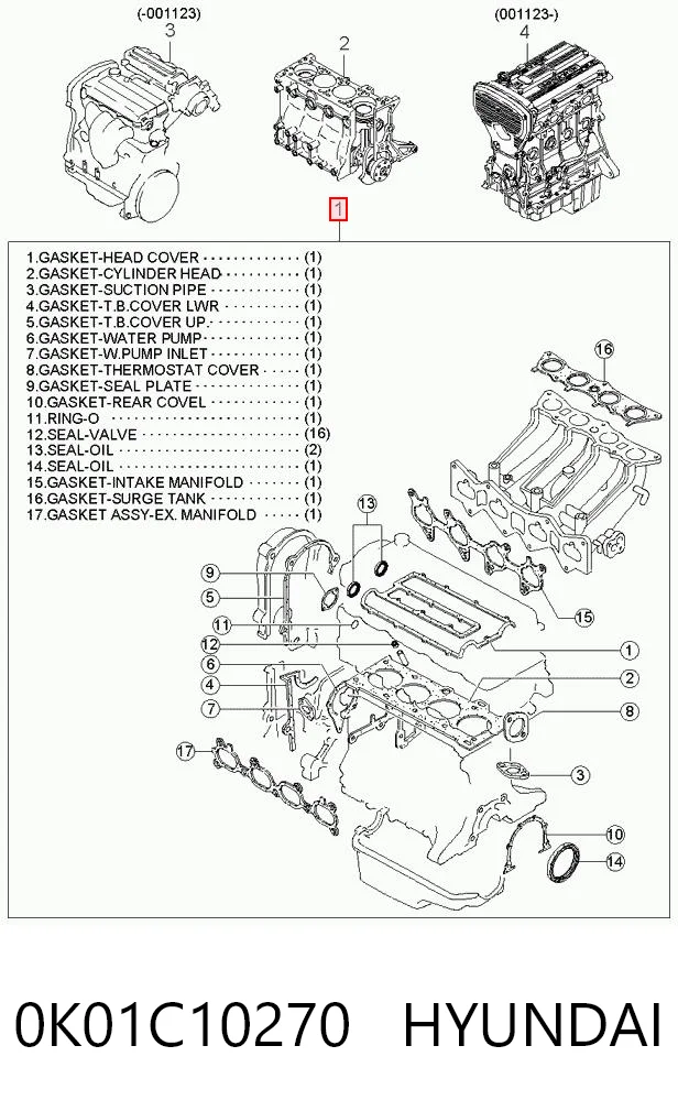 Kit de vedantes de motor completo para KIA Sportage I K00