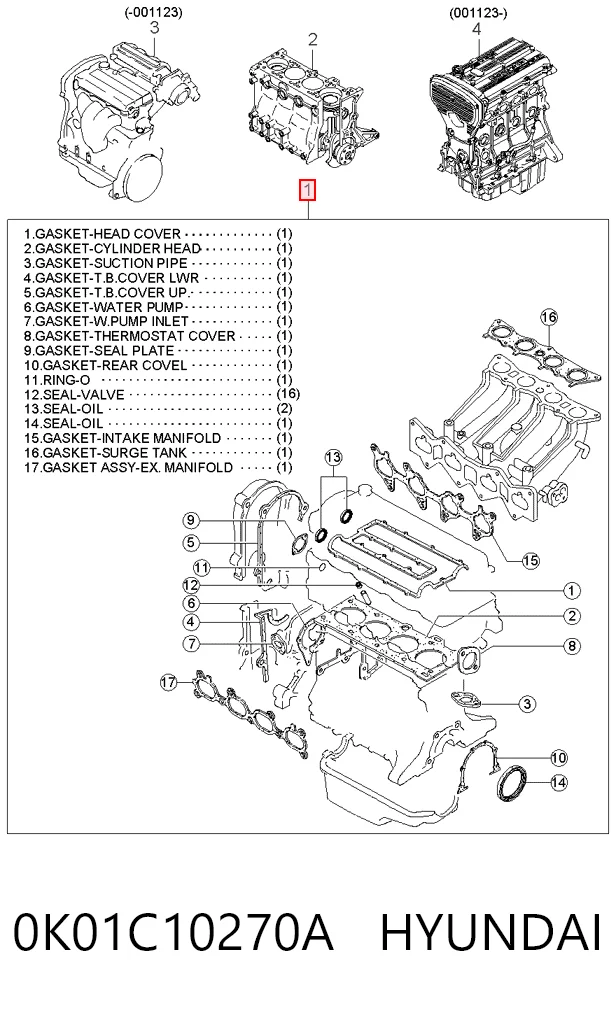 Kit de vedantes de motor completo KIA Sportage I K00