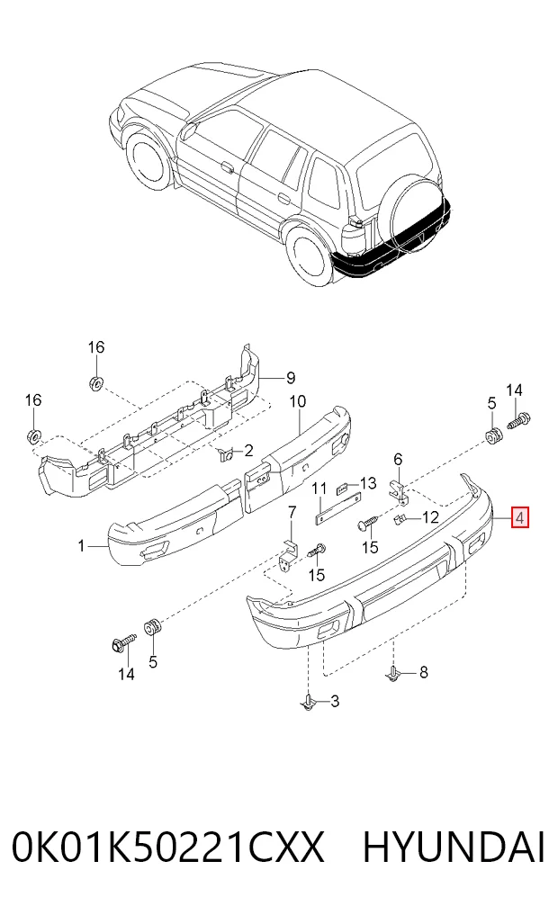 Pára-choque traseiro para KIA Sportage I K00