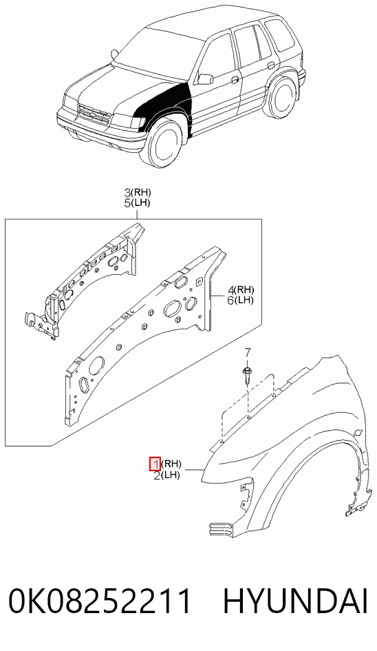  Pára-lama dianteiro direito KIA Sportage I SUV (K00) (1994 - 2004) I