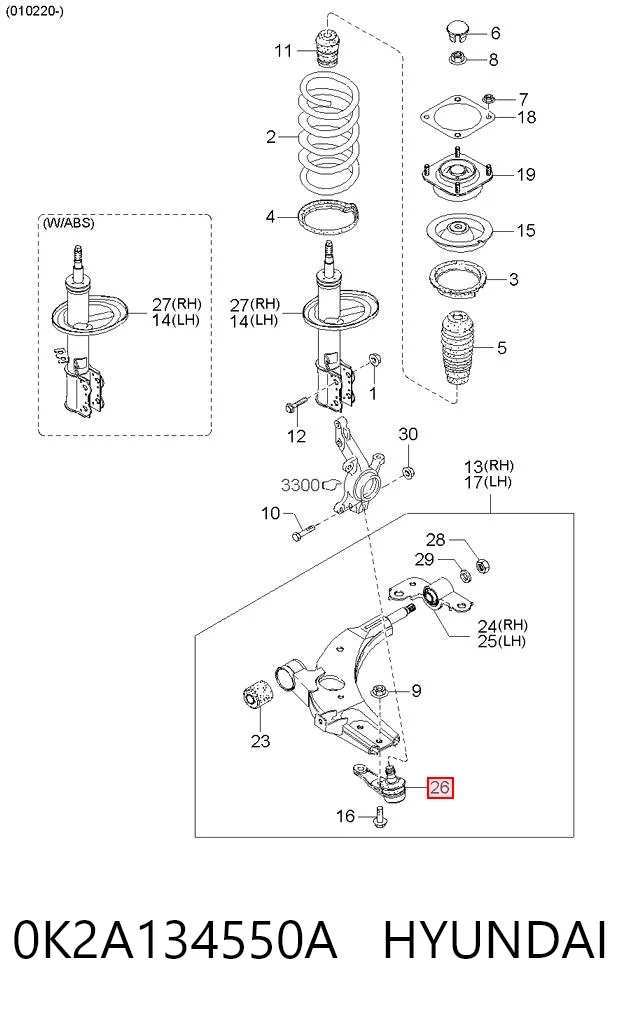 0K2A134550A Hyundai/Kia Suporte de esfera inferior