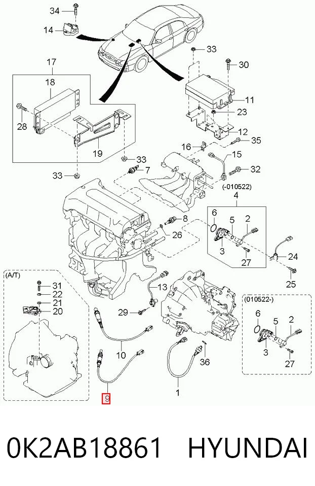 Sonda lambda, sensor de oxigênio KIA Carens I FC
