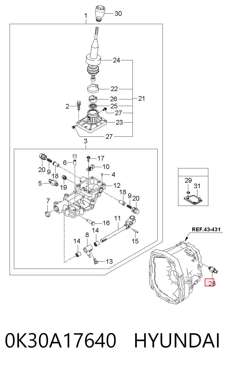 0K30A17640 Hyundai/Kia Sensor de ativação das luzes de marcha à ré