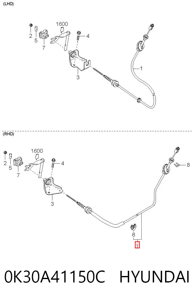 Cabo de embraiagem para KIA Rio I DC