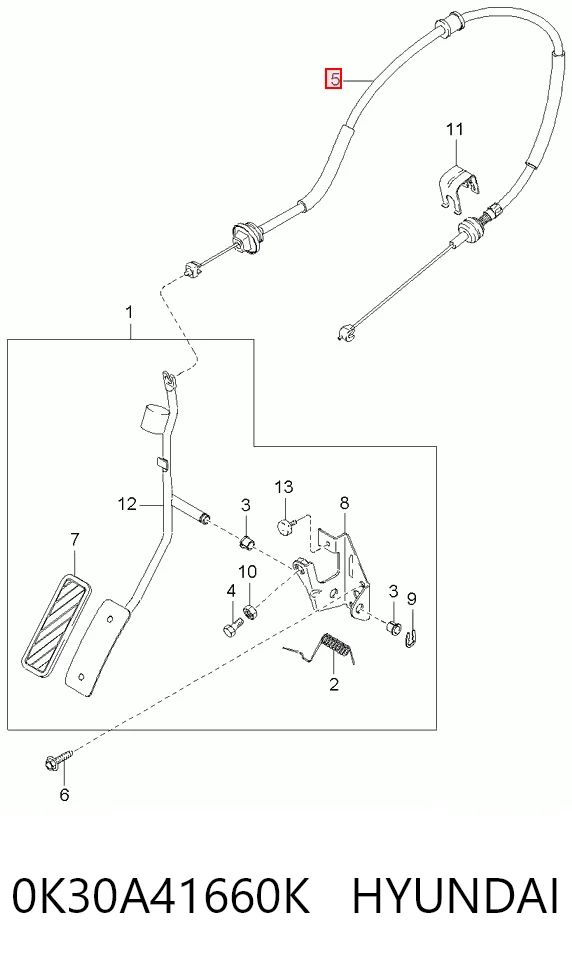 Cabo/pedal de gás (de acelerador) para KIA Rio DC