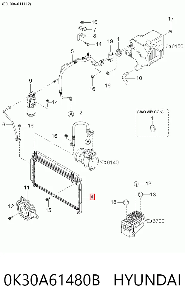 Radiador de aparelho de ar condicionado KIA Rio I DC