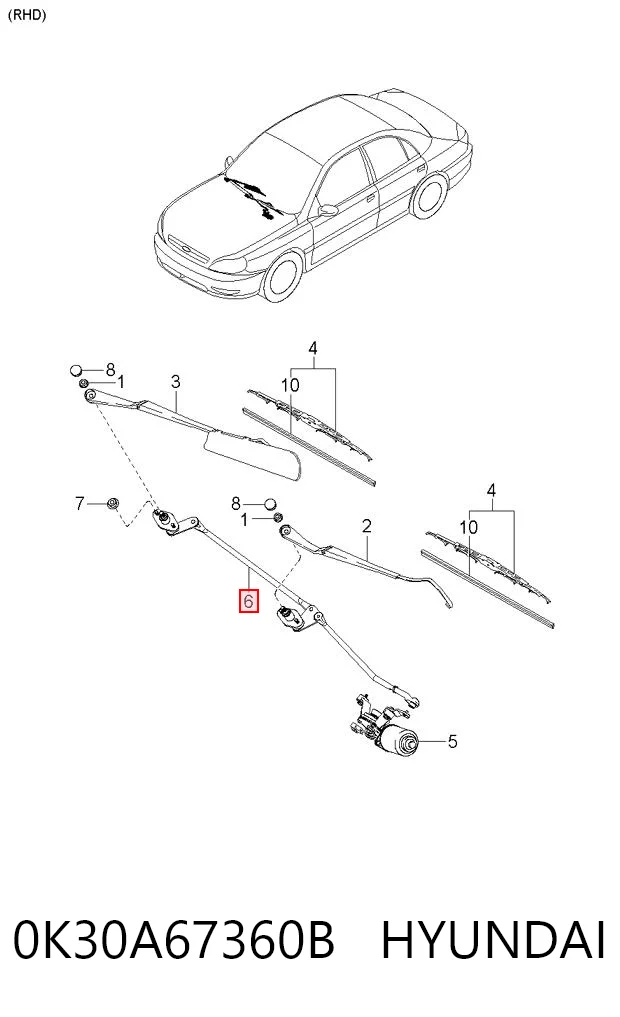 Trapézio de limpador pára-brisas KIA Rio I DC ao melhor preço