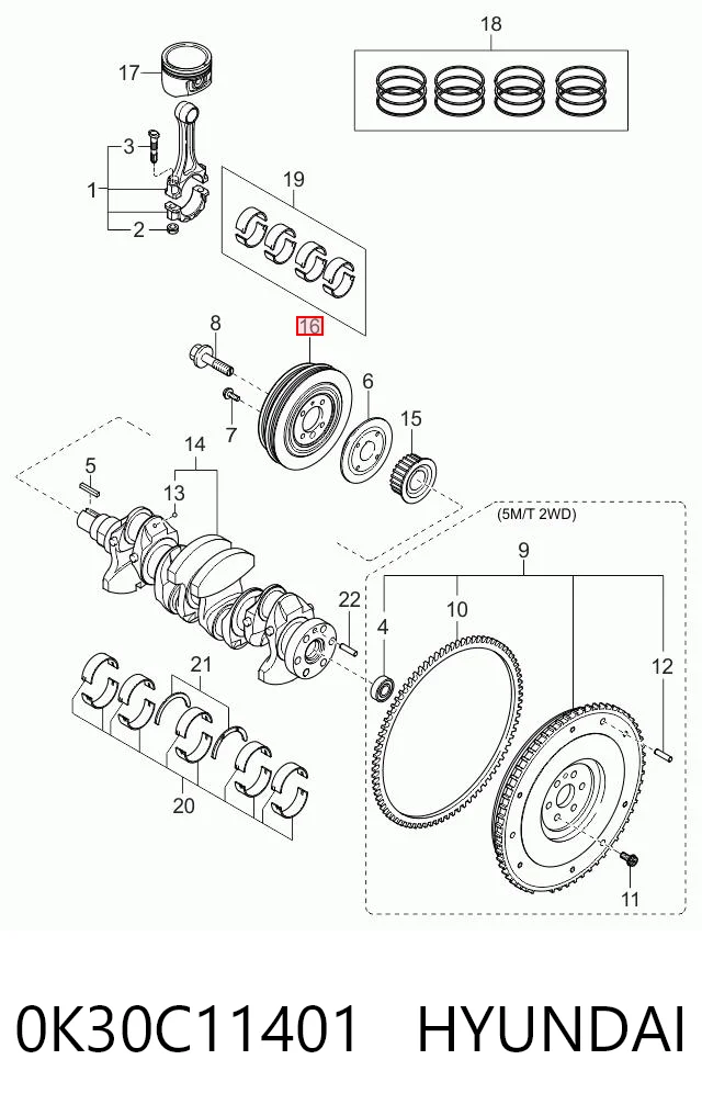  Polia de cambota KIA Rio I hatchback (DC) (2000 - 2006) I