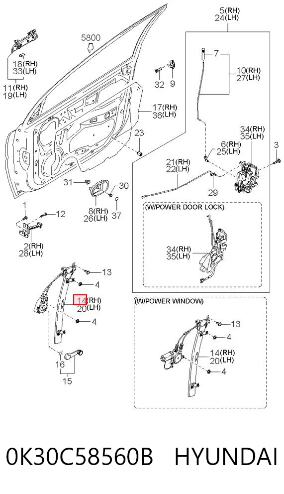  Mecanismo de acionamento de vidro da porta dianteira direita KIA Rio I hatchback (DC) (2000 - 2006) I