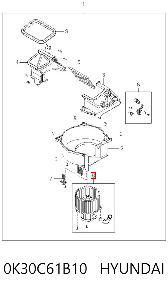  Motor de ventilador de forno (de aquecedor de salão) KIA Rio I hatchback (DC) (2000 - 2006) I