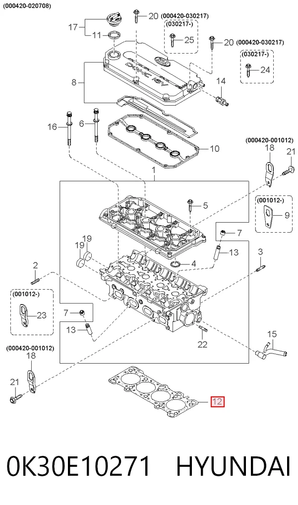  Vedante de cabeça de motor (CBC) KIA Rio I sedan (DC) (2000 - 2006) I