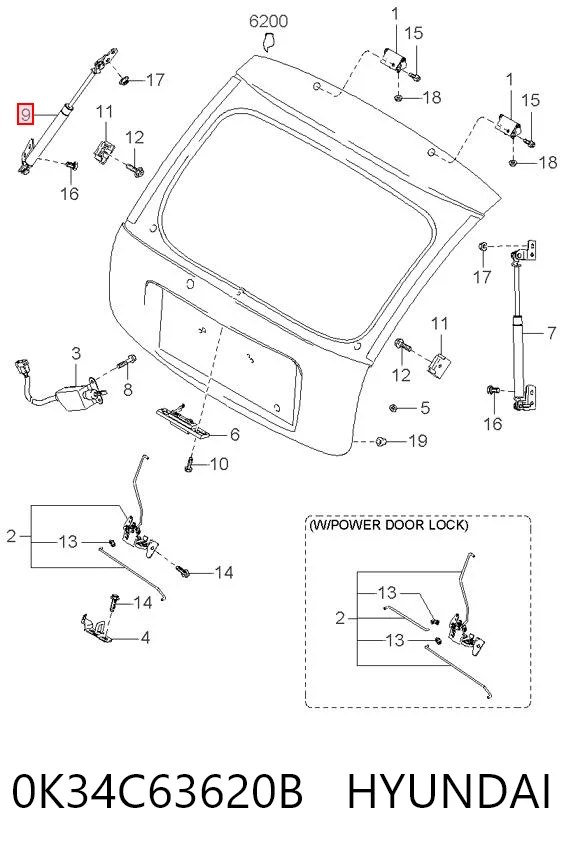  Amortecedor de tampa de porta-malas (de 3ª/5ª porta traseira) KIA Rio I hatchback (DC) (2000 - 2006) I