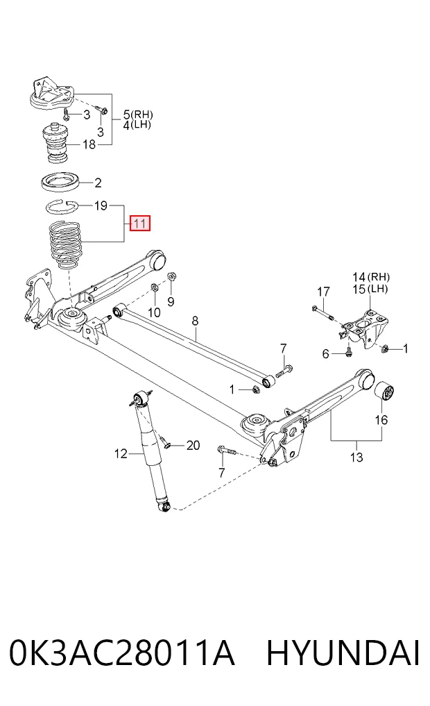 Mola traseira para KIA Rio 