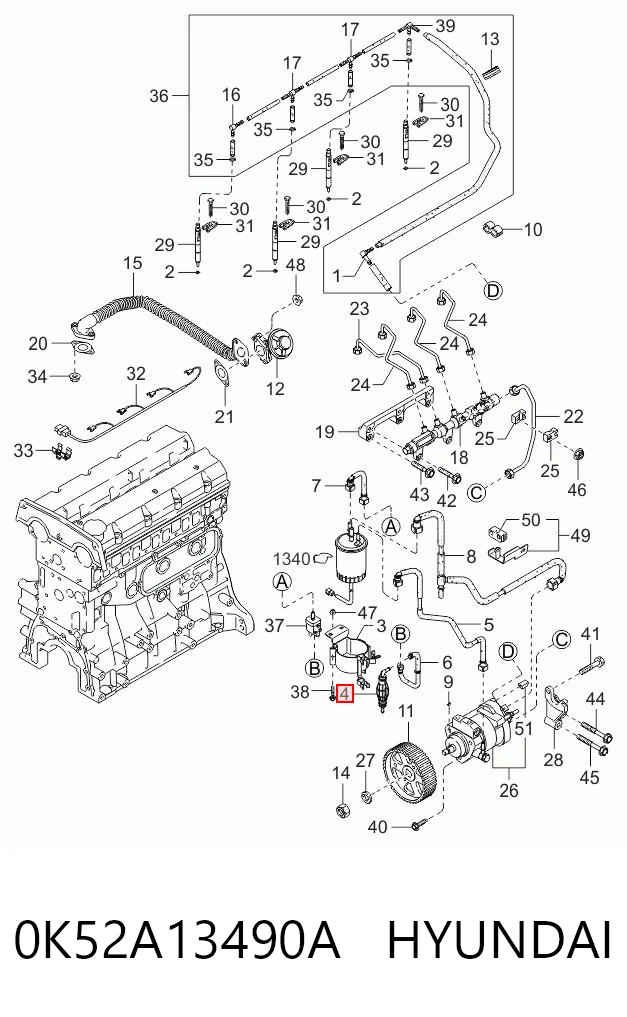 0K52A13490A Hyundai/Kia Bomba de combustível de bombeio manual