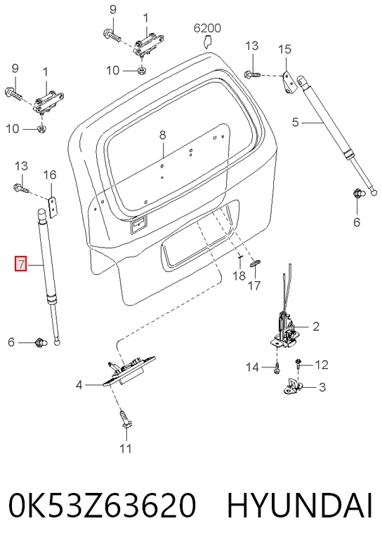 Compre Amortecedor de tampa de porta-malas (de 3ª/5ª porta traseira) KIA Carnival 1