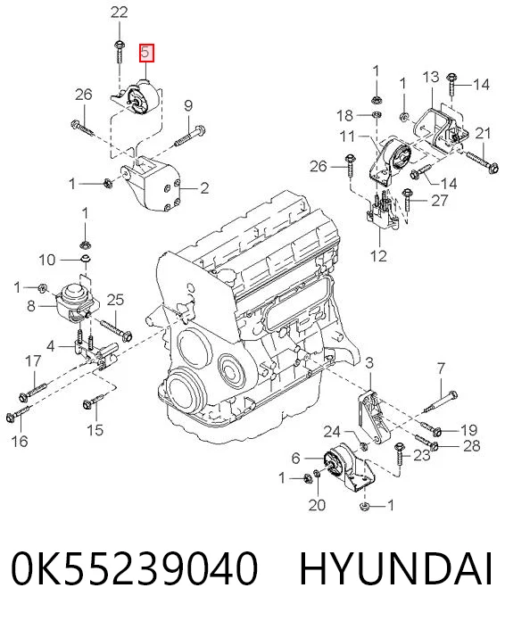 Coxim (suporte) traseiro de motor KIA Carnival I UP