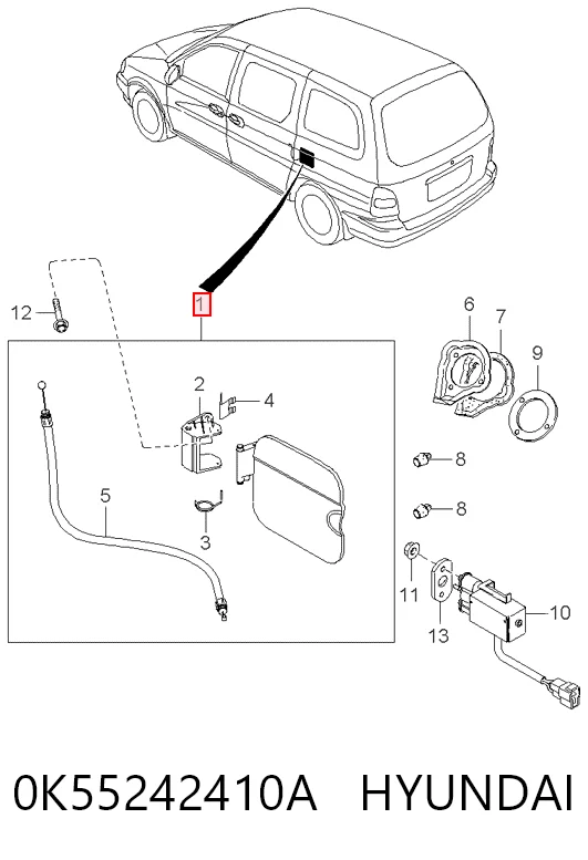 Alcapão do tanque de combustível para KIA Carnival I UP