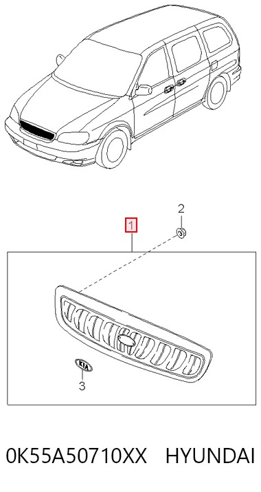 Grelha do radiador KIA Carnival I UP ao melhor preço