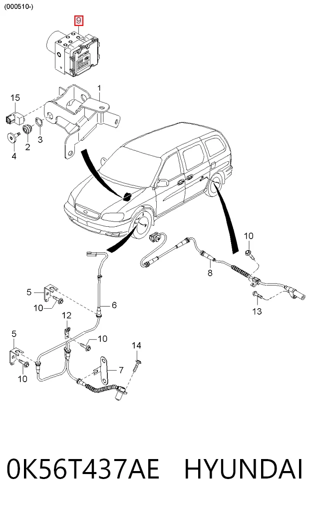 Unidade hidráulico de controlo ABS para KIA Carnival I UP