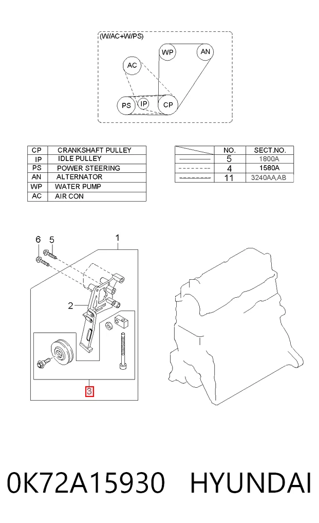 Compre KM0800002 KAP Rolo de reguladora de tensão da correia de transmissão