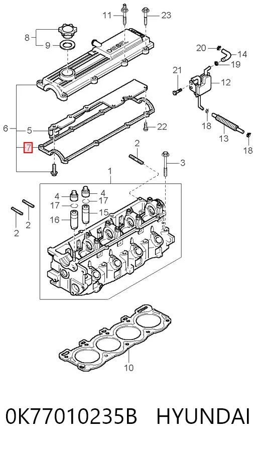  Vedante de tampa de válvulas de motor KIA Sportage I SUV (K00) (1994 - 2004) I