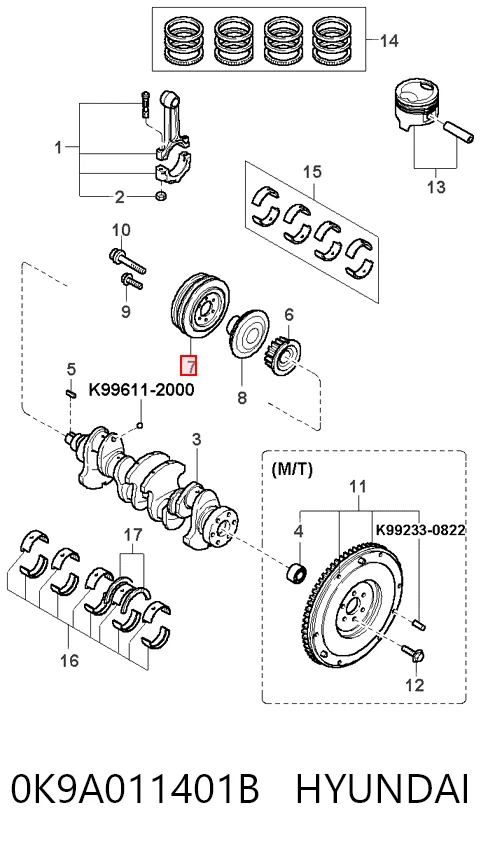  Polia de cambota KIA Carens I monovolume (FC) (1998 - 2002) I