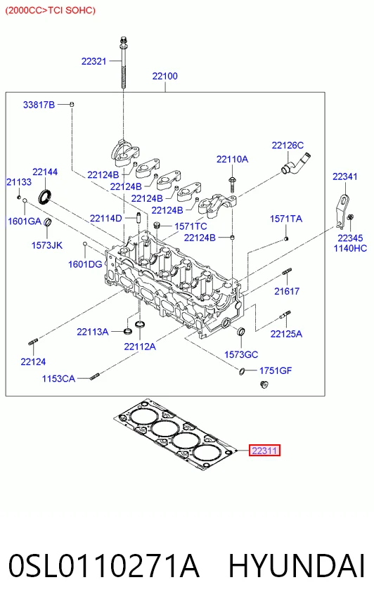 Vedante de cabeça de motor (CBC) KIA Magentis II MG