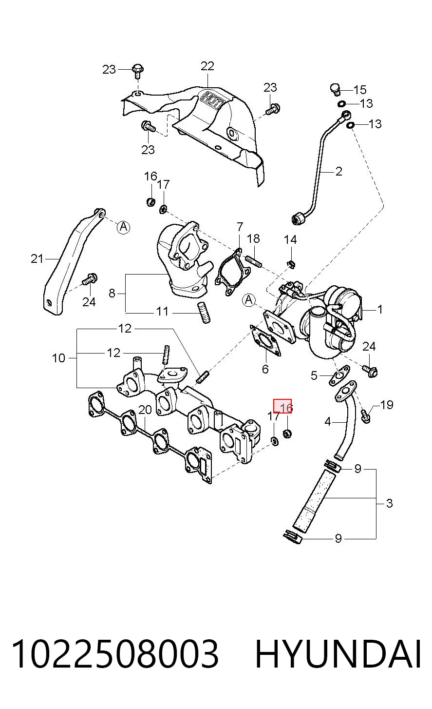 1022508003 Hyundai/Kia Porca de fixação de tubo de admissão do silenciador (de calças)