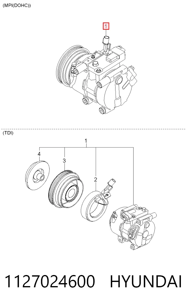1127024600 Hyundai/Kia Compressor de aparelho de ar condicionado