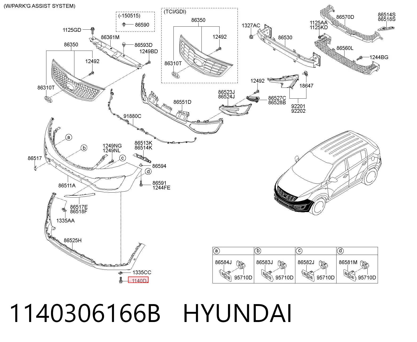 1140306166B Hyundai/Kia Parafuso