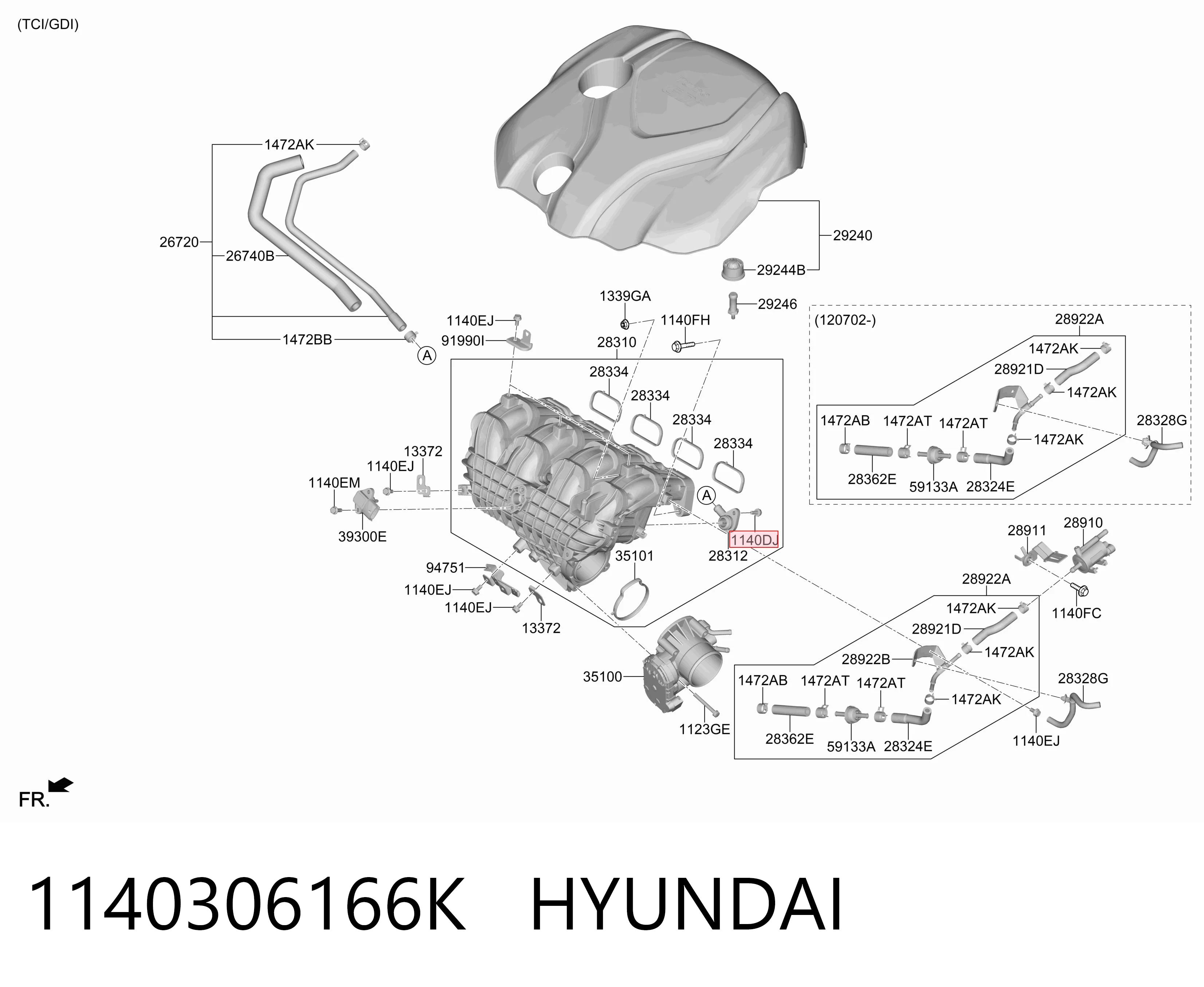 1140306166K Hyundai/Kia Parafuso