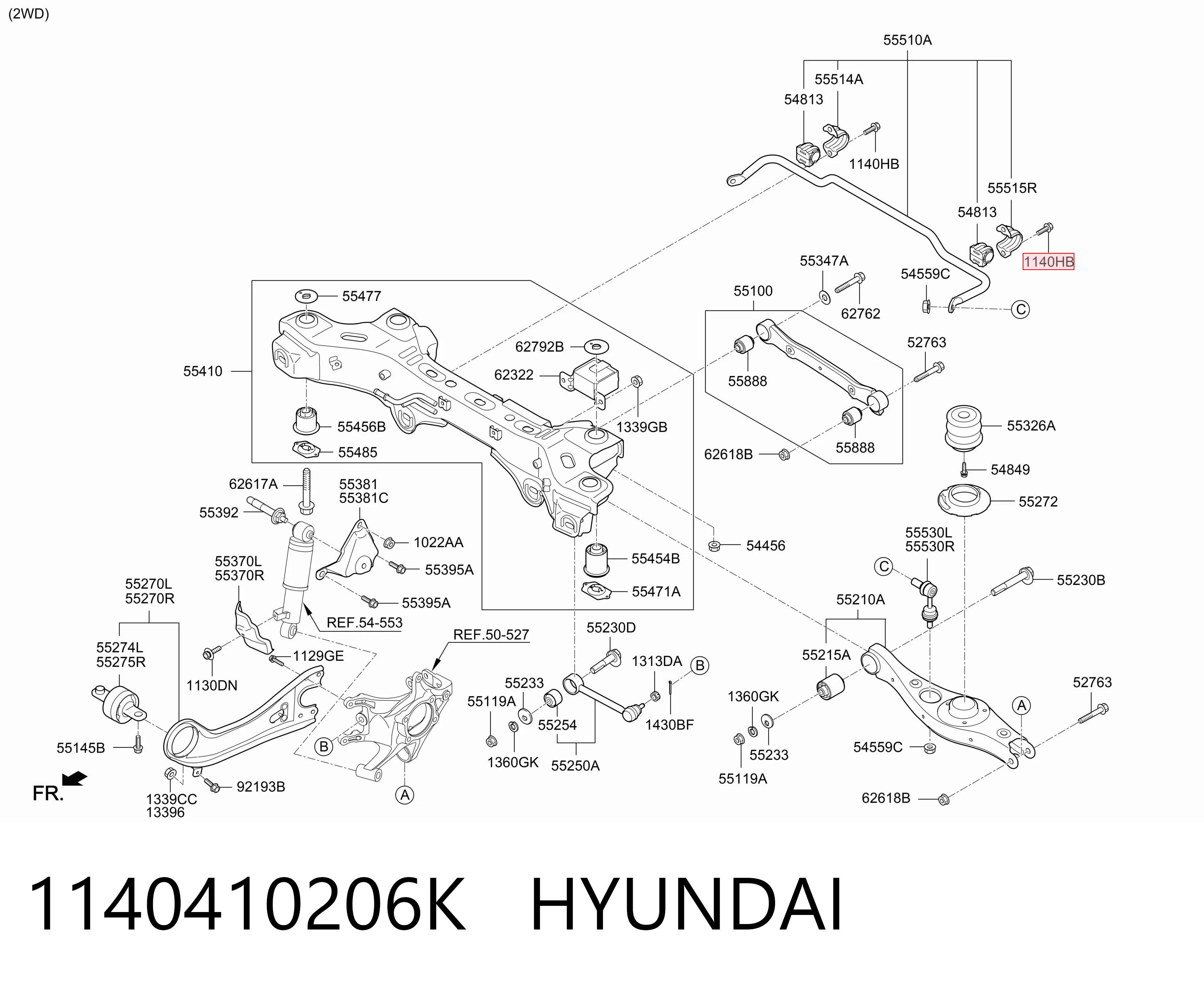 1140410206K Hyundai/Kia Parafuso de cabeça de motor (CBC)