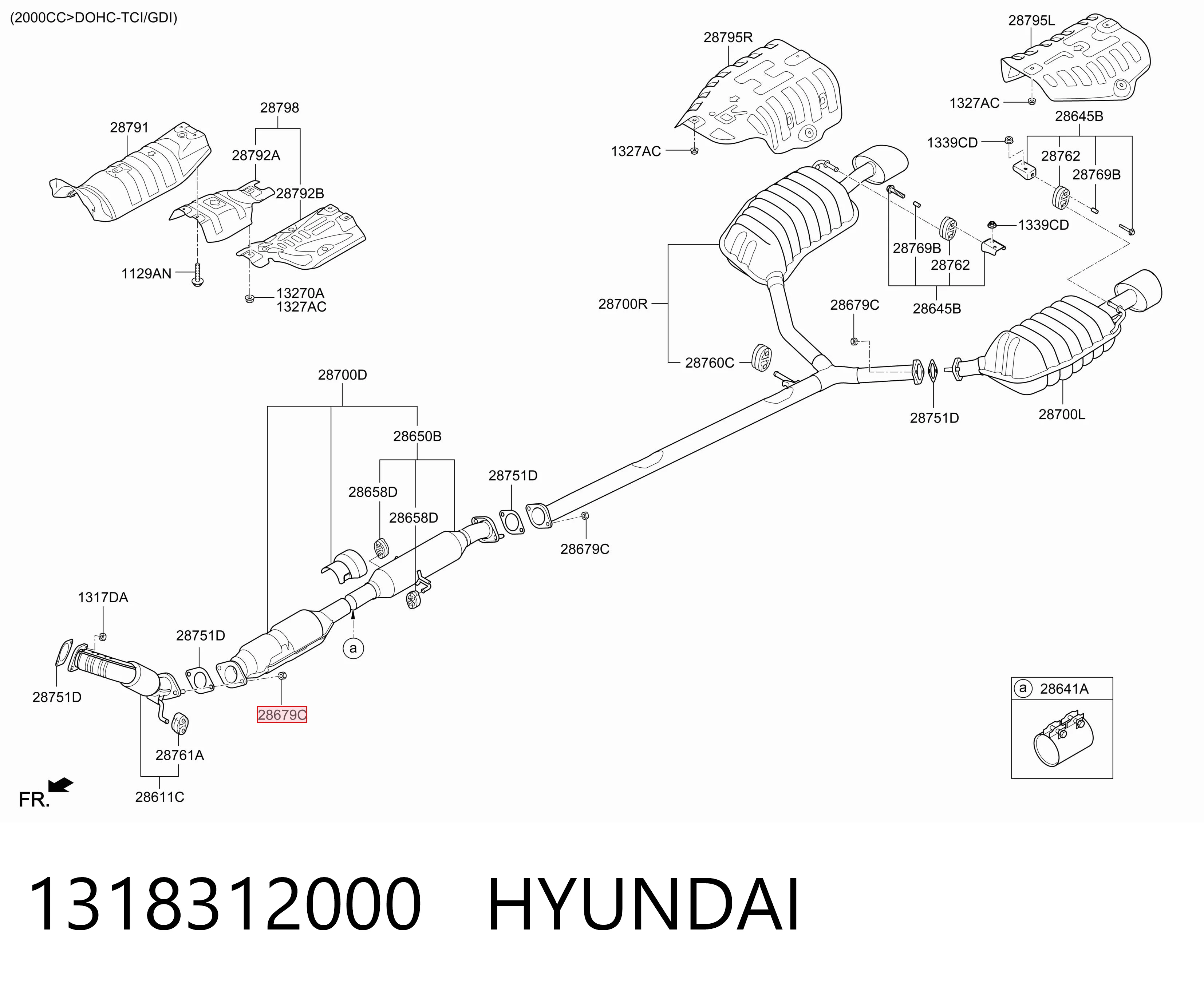 1318312000 Hyundai/Kia Porca de tubo coletor de escape
