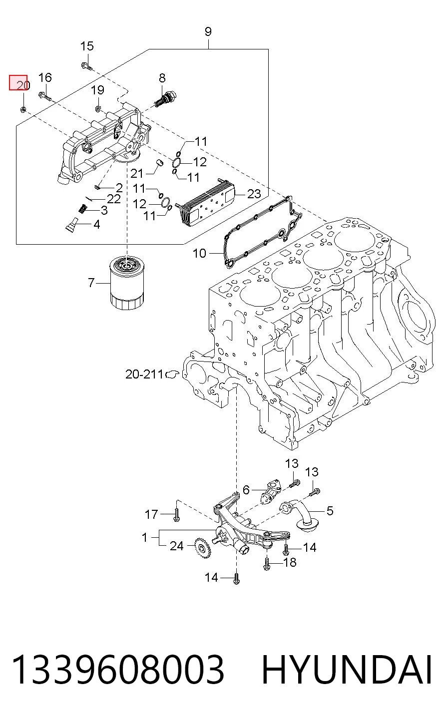 1339608003 Hyundai/Kia Parafuso (porca) de fixação
