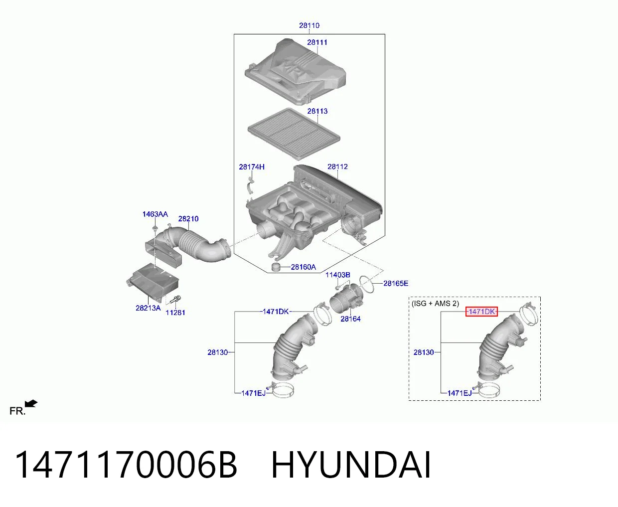 1471170006B Hyundai/Kia Braçadeira de aperto metálica, universal