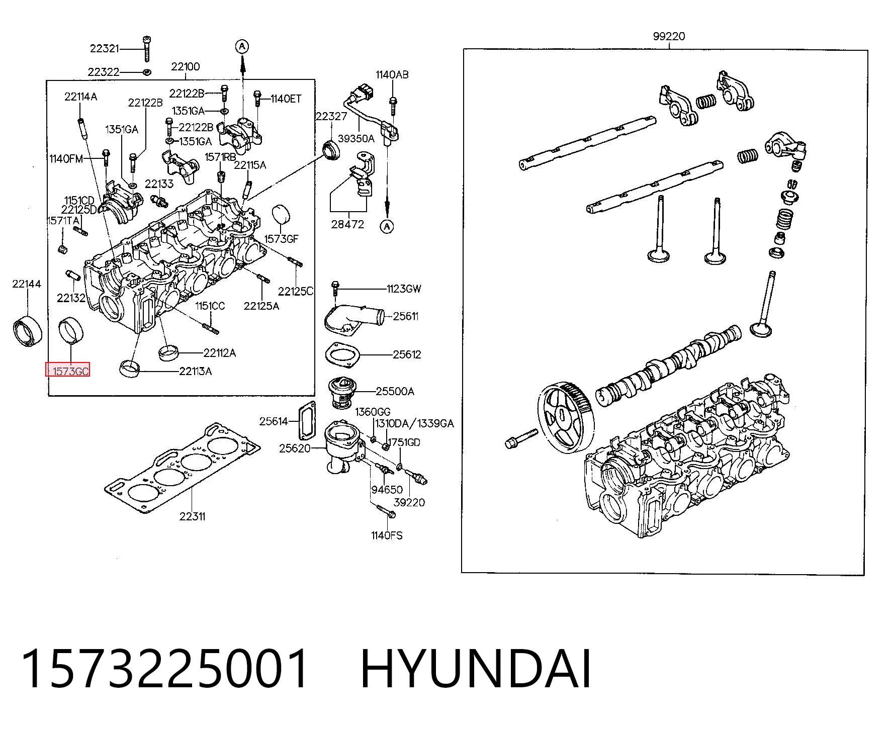 1573225001 Hyundai/Kia Tampão CBC/do bloco de cilindros