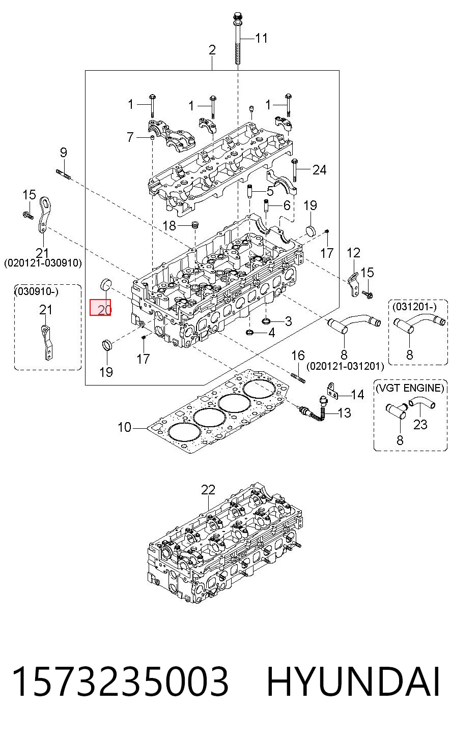 Tampão CBC/do bloco de cilindros para Hyundai Sonata IV EU4